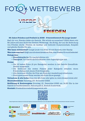 Flyer: 80 Jahre Frieden und Freiheit in 2025 - Fotowettbewerb für junge Leute!