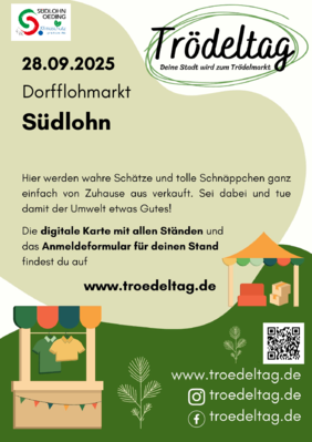 Plakat zum Trödeltag, per Klick landest du auf der Webseite und kannst das Plakat herunterladen und teilen.