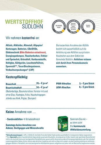 Flyer Öffnungszeiten und Abfallarten 2023