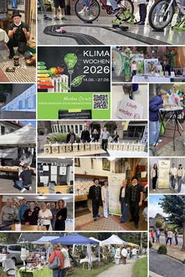 Ein vielfältiges Programm brachten die Klimawochen 2026 mit sich - einige Eindrücke von Veranstaltungen und Angeboten zeigt die Collage dazu. © Kreis Borken